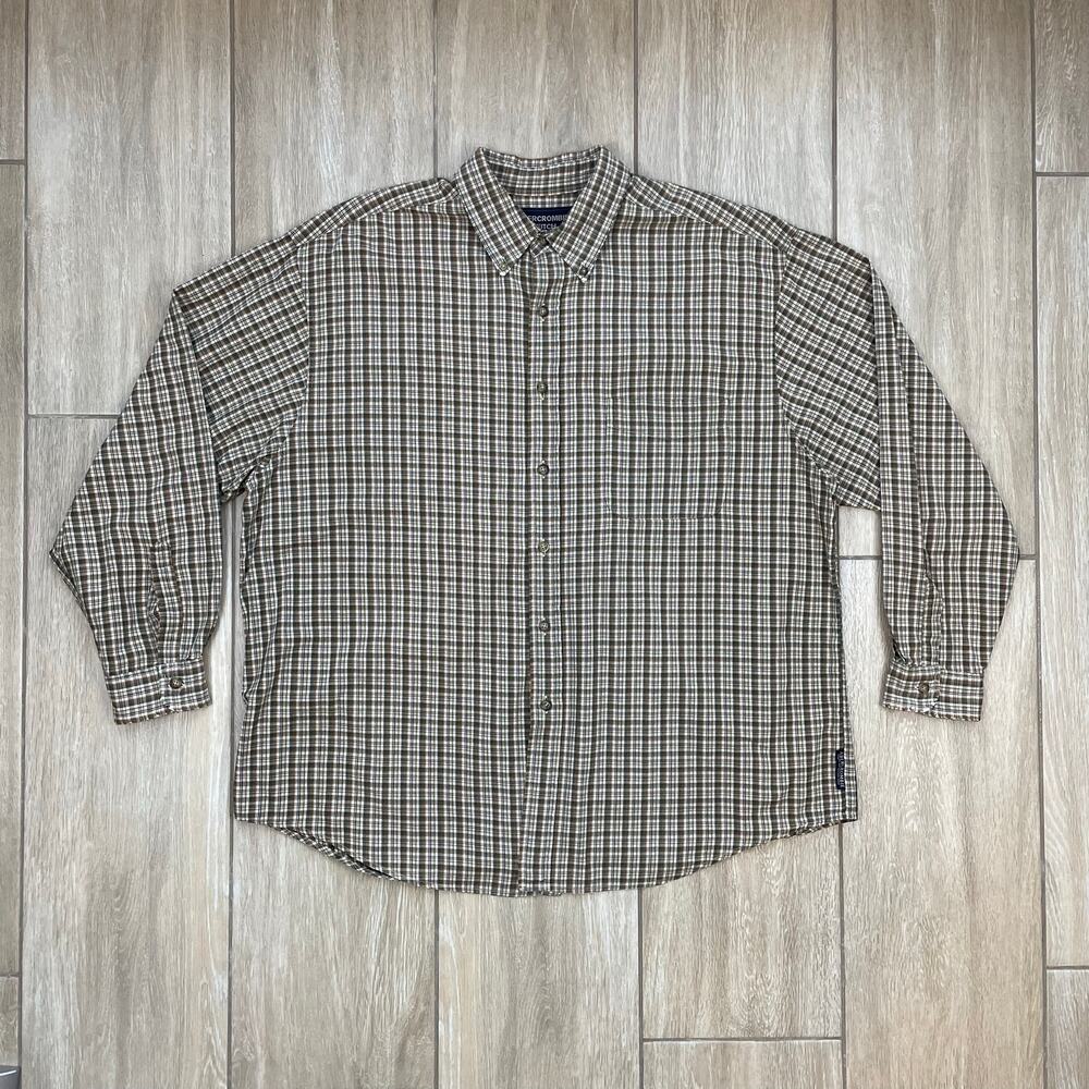 Vintage 90s Abercrombie Fitch Plaid Button Down Shirt Men L Outdoor Goods Y2K